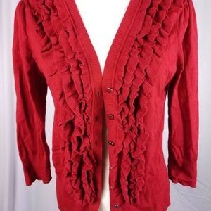 Alfani Womens Snap Sleeve Open Cardigan Red Size Medium